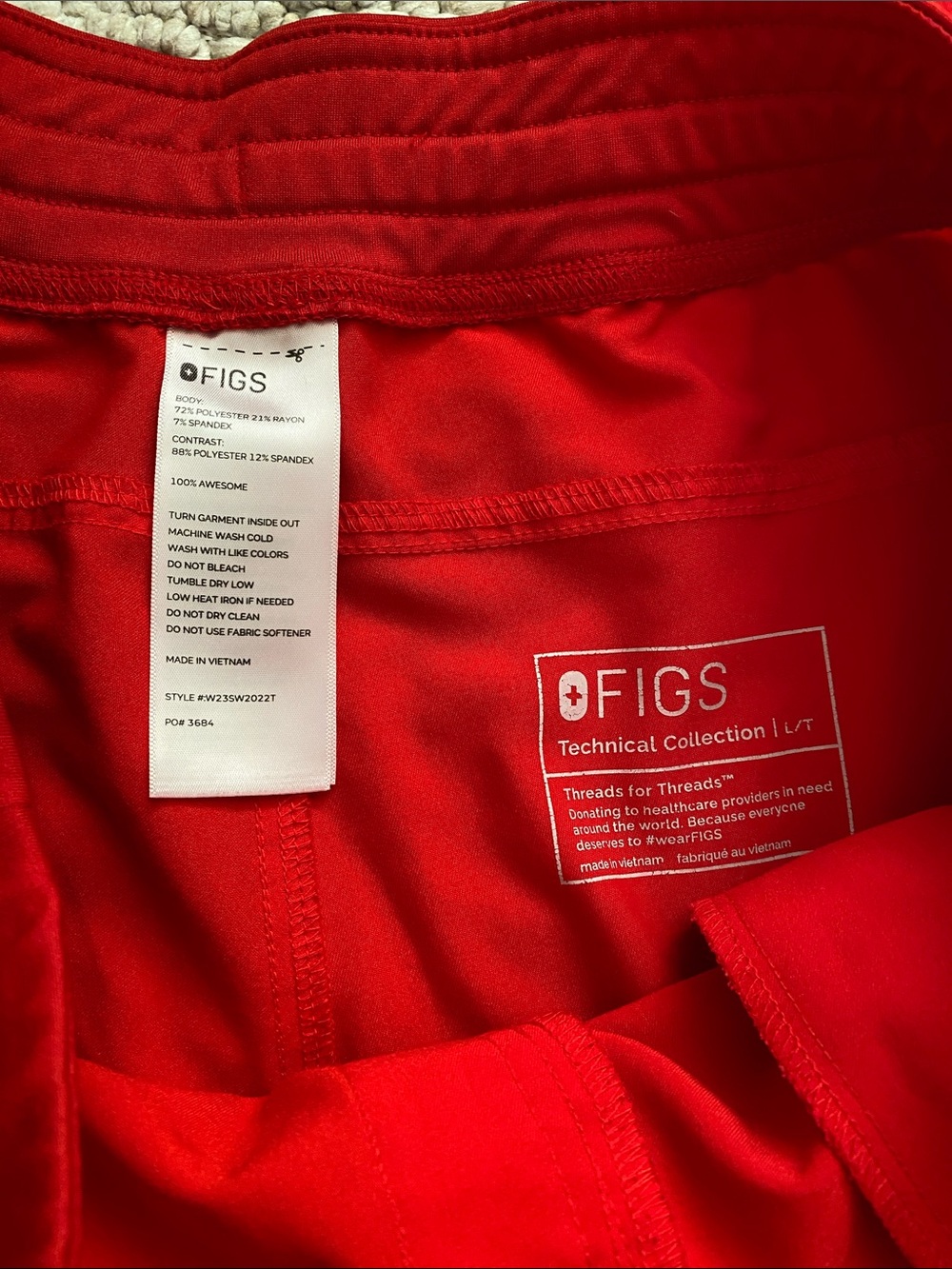 Figs Red Drawstring Kade Scrub Pants size L-tall - Picture 3 of 5